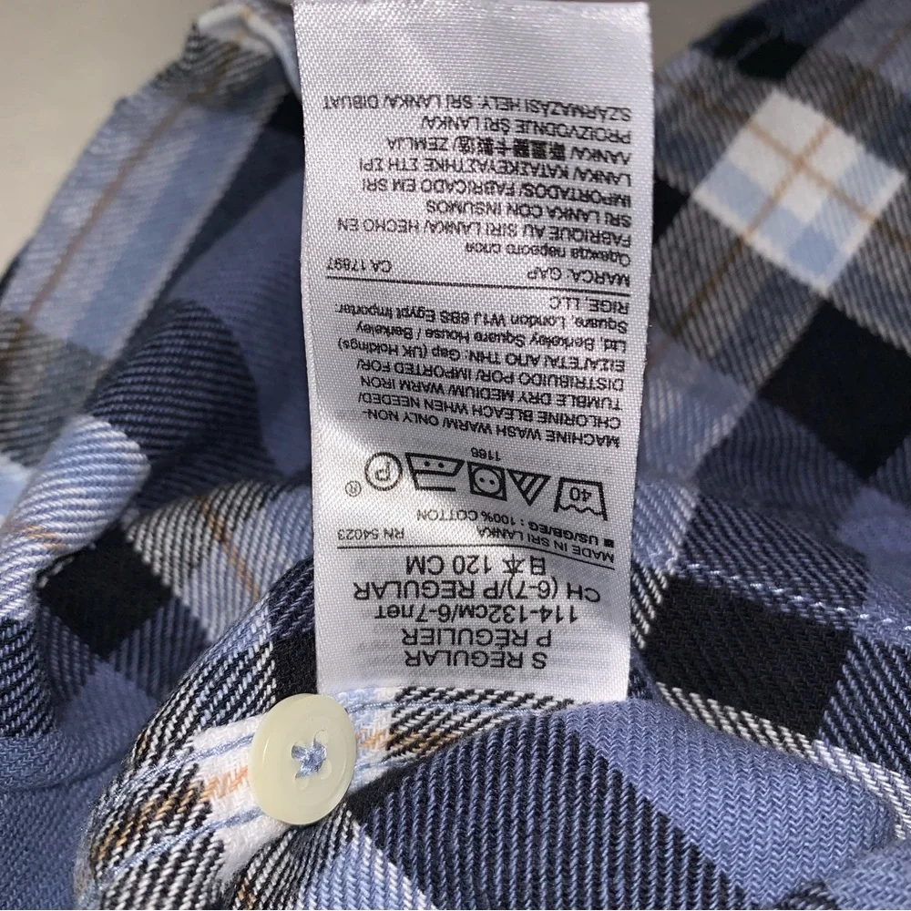 GAP Plaid Button Down Shirt Boy’s S 6-7 Blue Preppy Western Top Casual Christmas